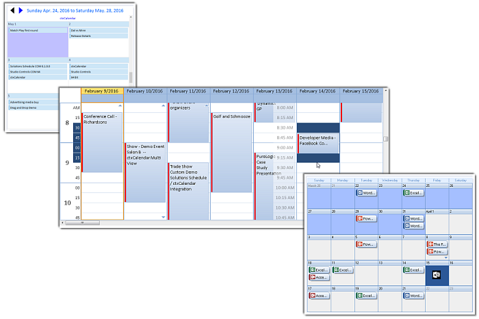 Calendar COM 64 - 3 appointment scheduling controls in 1 - by DBI Technologies Inc.