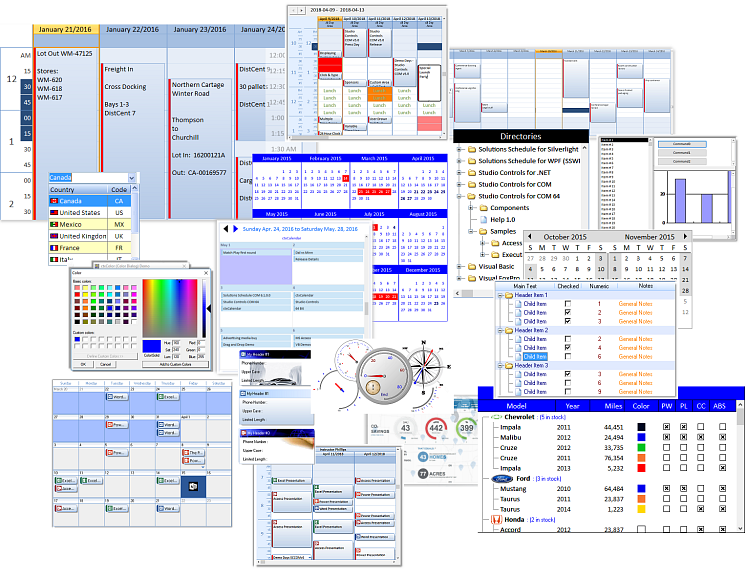 Studio Controls COM ActiveX - 88 Unicode 32 bit / 64 bit royalty free Scheduling and UI design controls