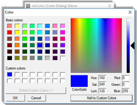 ctxColor 32 bit and 64 bit ActiveX Color Picker Control - by DBI Technologies Inc. - found in Studio Controls COM