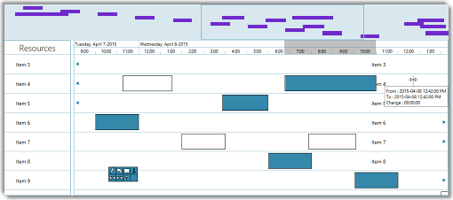 Solutions Schedule WPF by DBI Technologies Inc - Gantt Style Drag and Drop ERP Scheduling Control