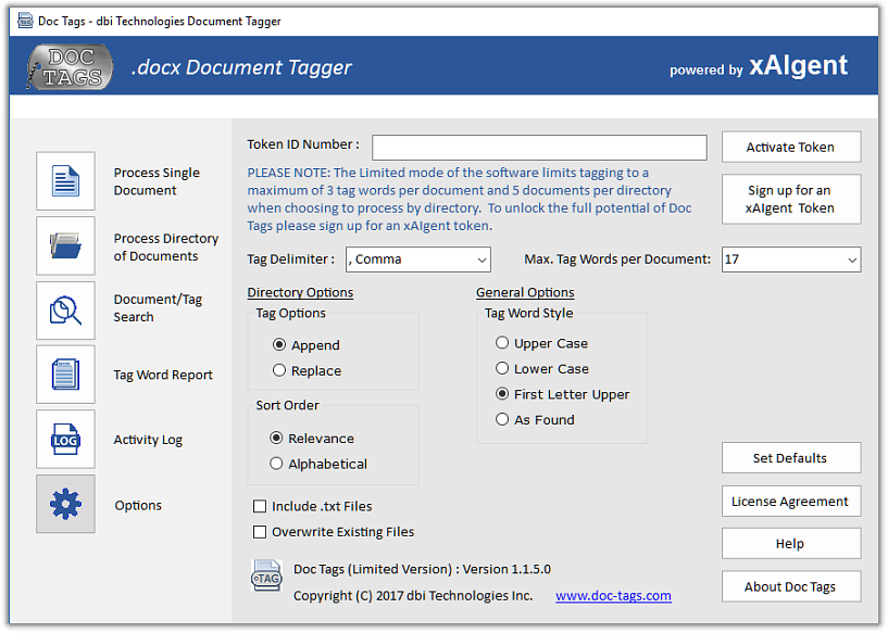 Doc-Tags - Program Settings / Options