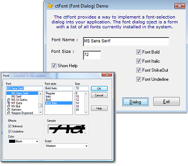 ctFont - ActiveX  COM Font Selection Control - by DBI Technologies Inc. - found in Studio Controls COM