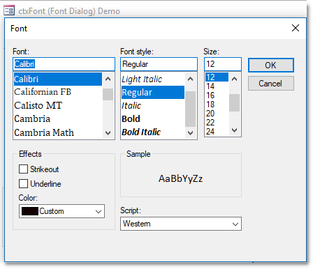 ctxFont - ActiveX  COM Font Selection Control - by DBI Technologies Inc. - found in Studio Controls COM
