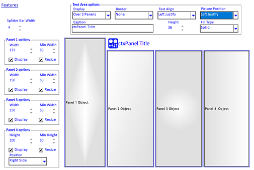 ctxPanel - 32-bit and 64-bit Windows UI multi splitter panel containter control